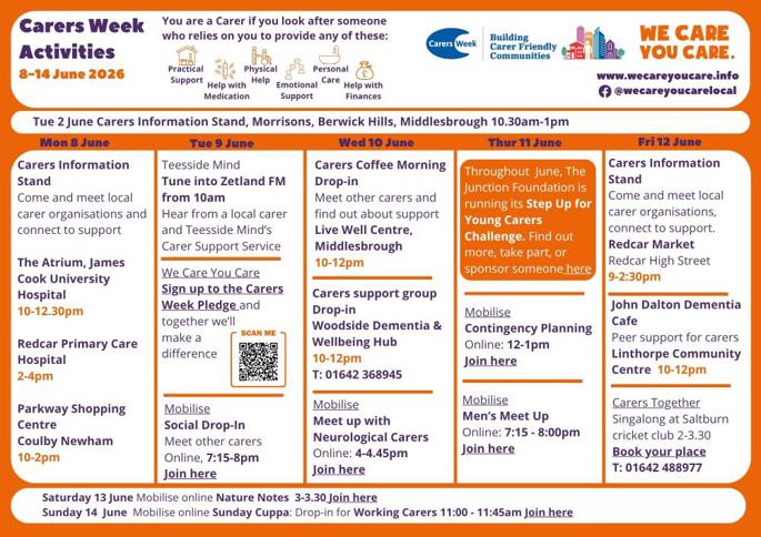 Timetable of events to mark carers week across Teesside