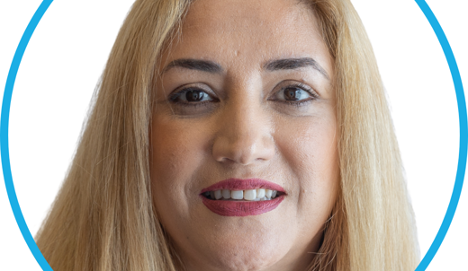 A headshot of a woman